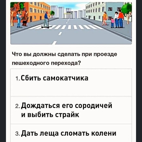 Что нужно сделать, если самокатчик едет по пешеходному переходу?